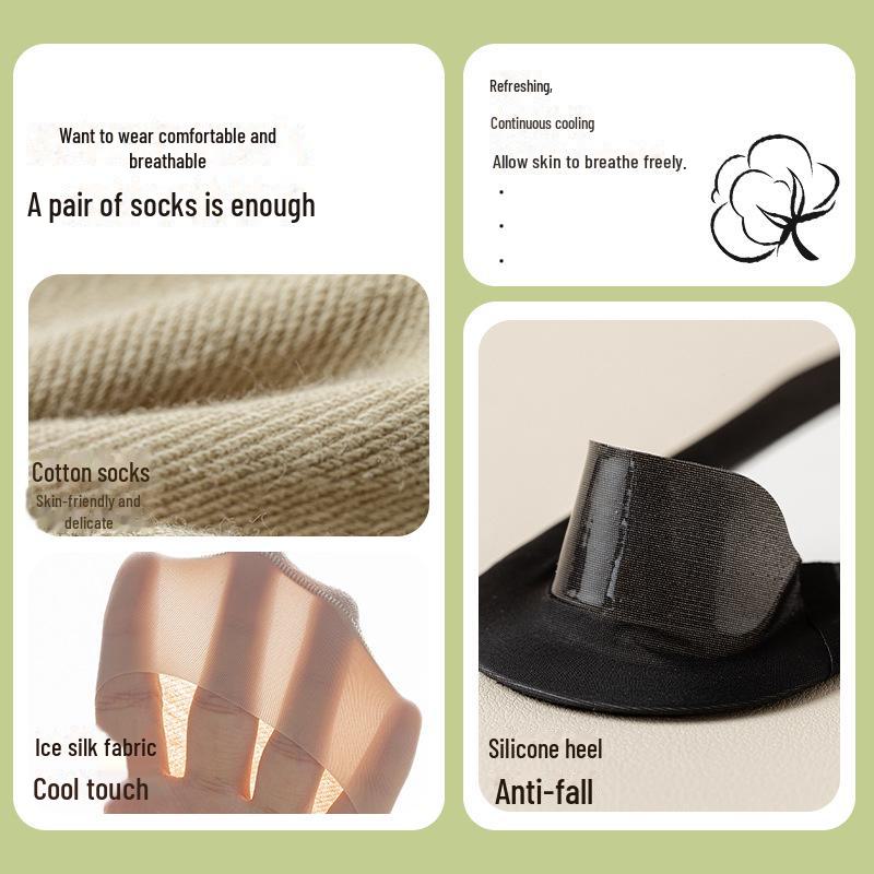 Women's Invisible Cotton Boat Socks - Spring/Autumn, Non-Slip, Sweat-Absorbent, Thin, Ideal for High Heels