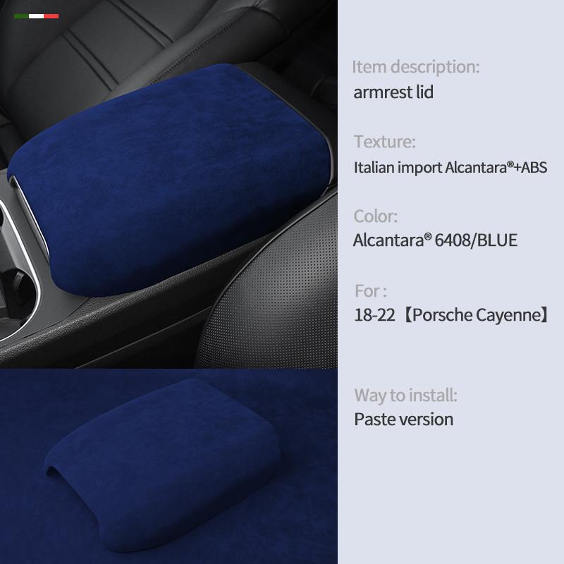 

Car center armrest lid storage cover protective cover Alcantara suede suitable for Porsche Cayenne Macan retrofit accessories NO LOGO&Advanced suede