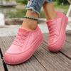 Spring and Autumn Elegant Round Toe Sexy Lace Up Thick Soled Casual Shoes Fashiable Best Selling New Comfortable Women's Shoes