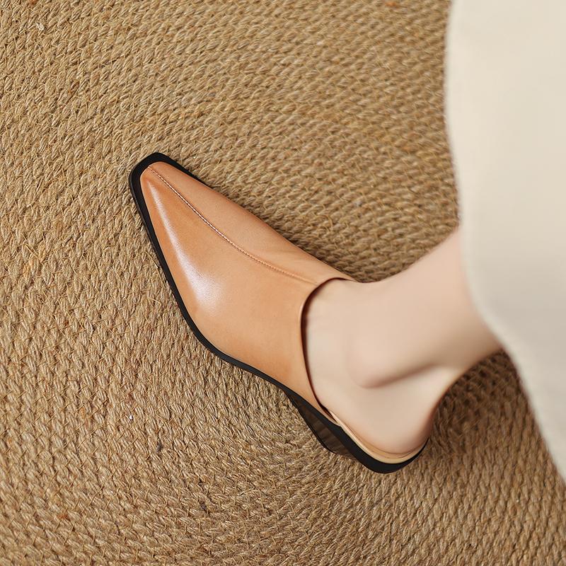 Moda Nowe Letnie Brązowe Buty Elegancka Europejska Amerykańska Moda Grube Koturny Klapki Damskie Buty na Wysokim Obcasie Do Sukienki Buty typu Mule z Zakrytym Palcem