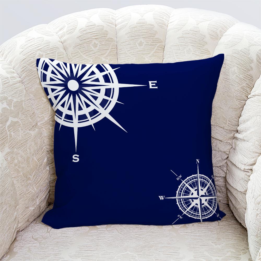 Starfish Shell Compass Anchor Nautical Series Printed Pillowcase Living Room Sofa Cushion Cover Bedroom Room Home Decoration