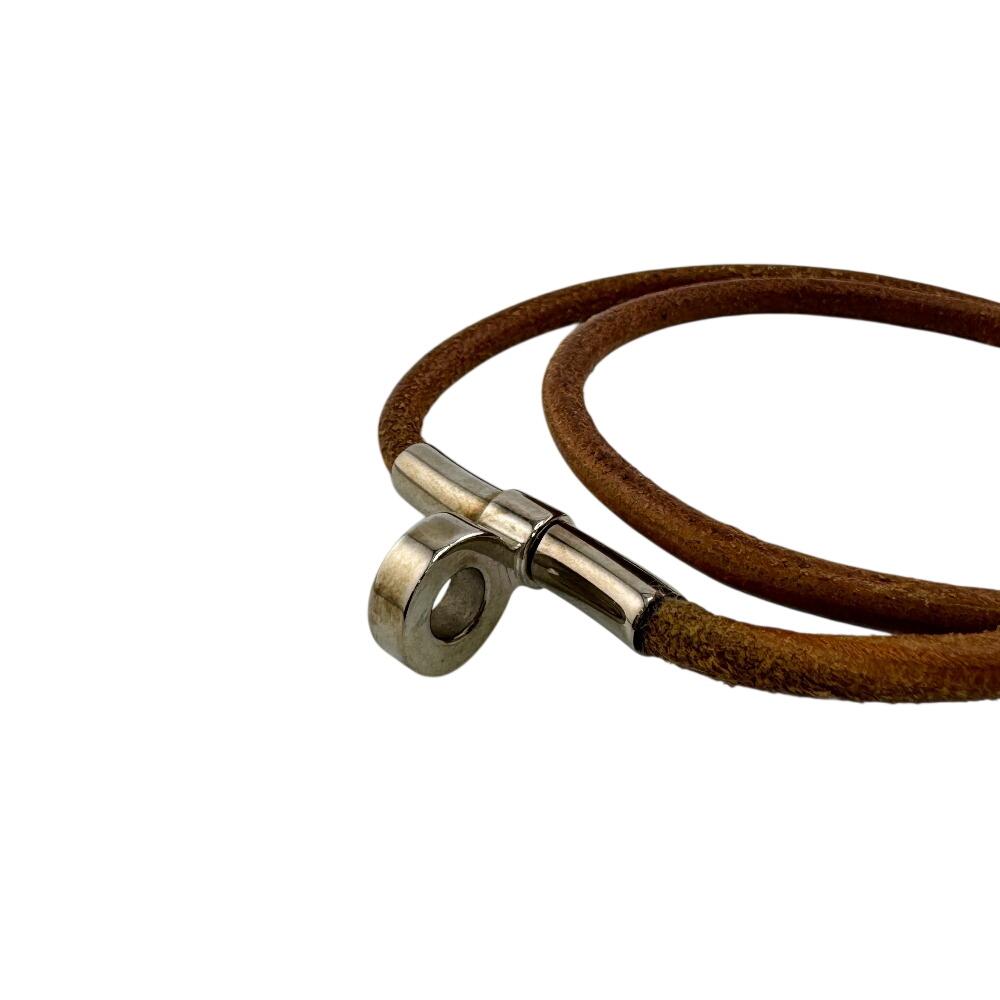 HERMES bracelet leather Duble Kelly choker Brown leather unisex Used