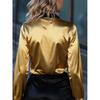 Women's Spring New Style Elegant Commuting Long-Sleeve Shirt Satin Color-Block Blouse