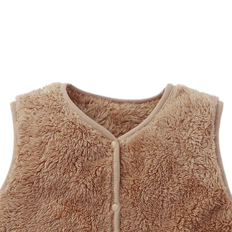 1-5 Years Kids Warm Fleece Vest Sleeveless Button Top