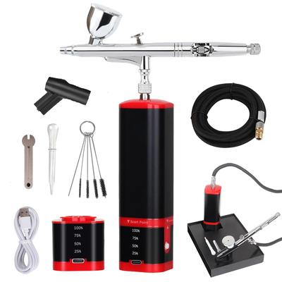 COLOR PEAK Rechargeable Airbrush Compressor Residual Power Visualization Handpiece Set Diameter 0.3mm USB Type-C Double Action with Holder Spare