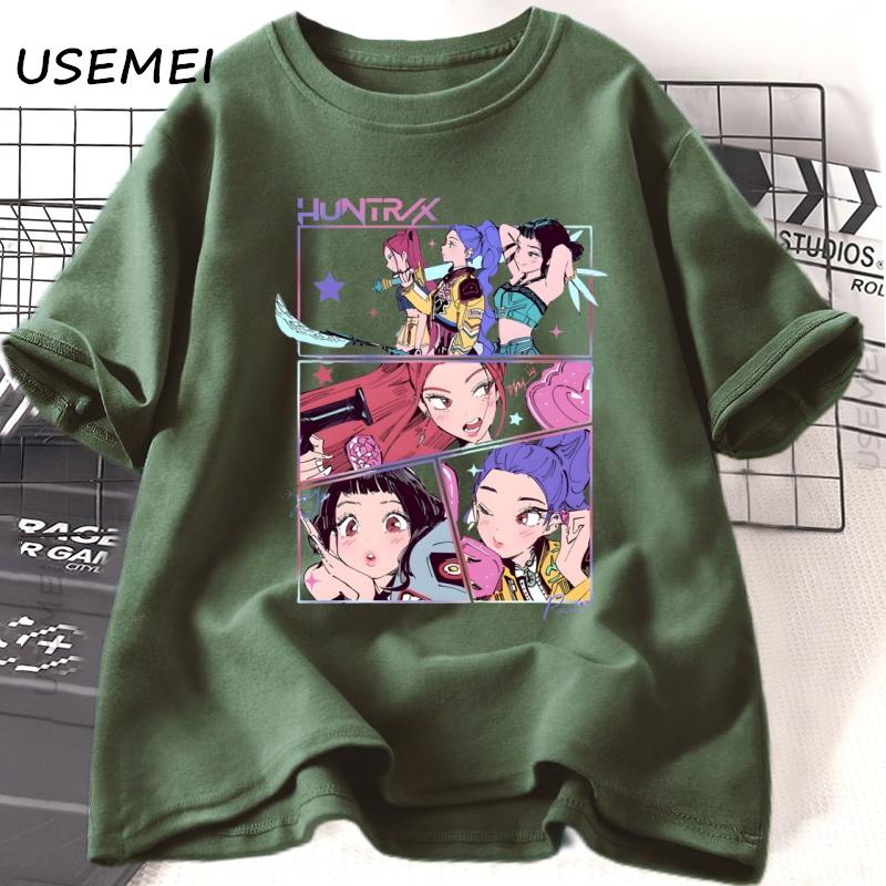 Huntrix Girlgroup KPop Demon Hunters T-shirt Casual Short Sleeve Tshirt Oversized Harajuku Fashion Unisex Clothing Tees