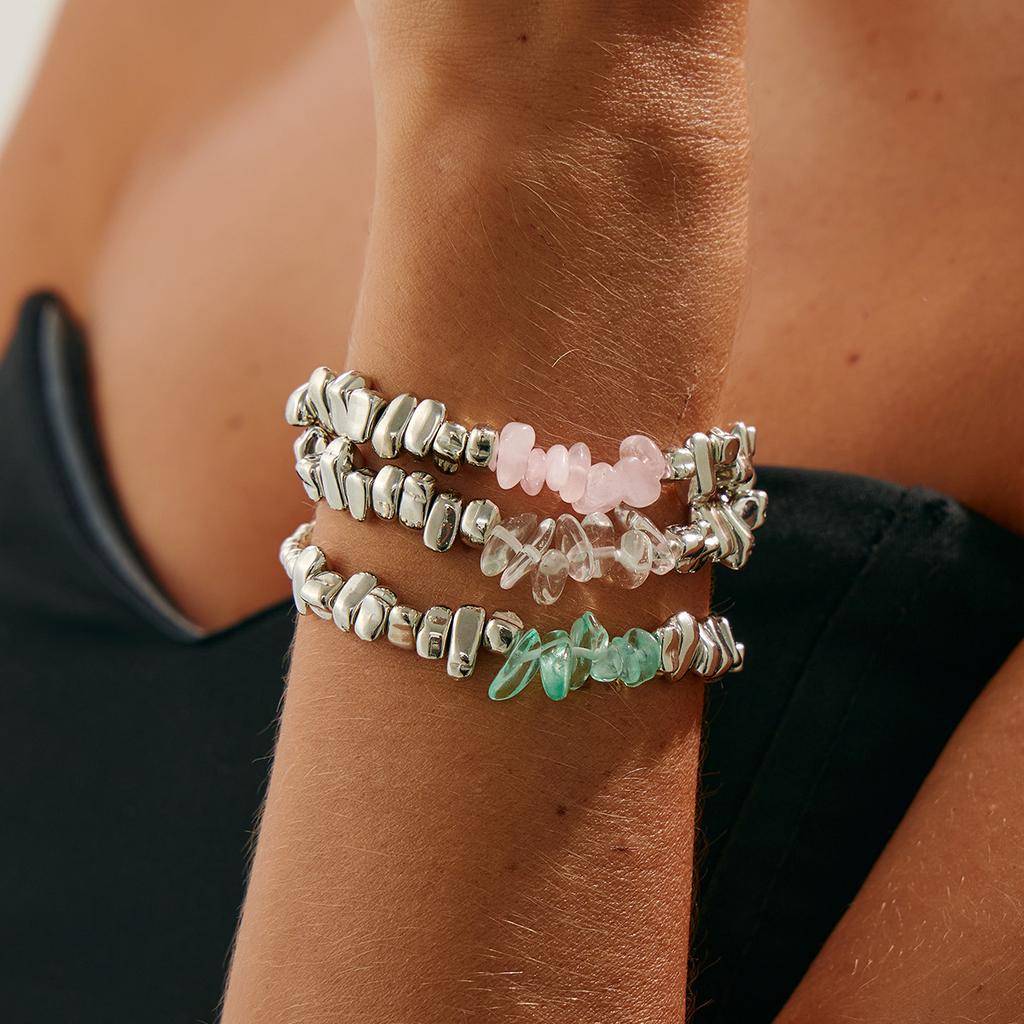Design Shaped Ccb Beaded Bracelet, Fashion Versatile Irregular Turquoise Bracelet