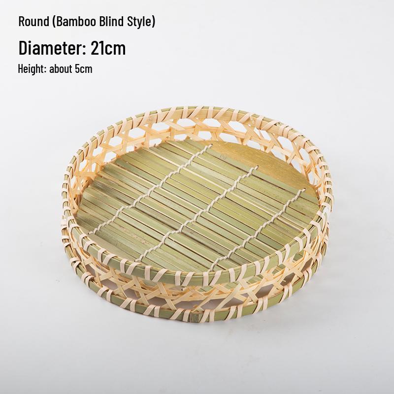 Handmade Bamboo Weaving Sieve Basket Storage and Snack Plate Set