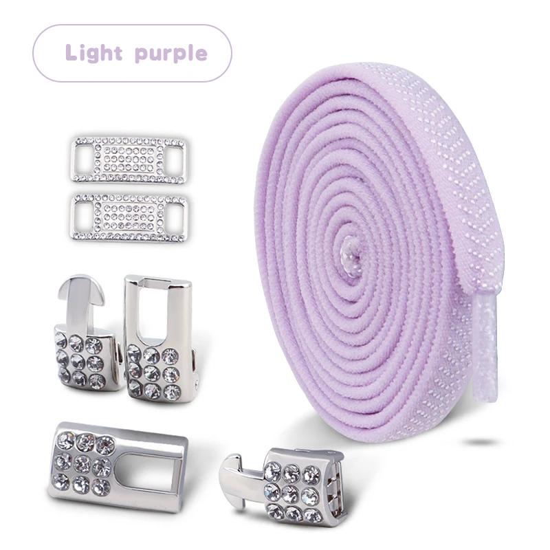Tennis Silver Diamond Buckle Shoelaces No Tie Shoe Laces Elastic Laces Sneakers Without Ties Flat Shoelace for Shoes Accessories
