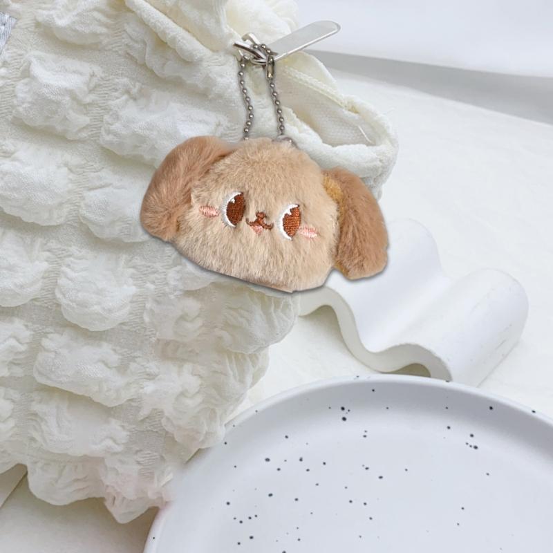 Plush Dog Keyring Charm with Chain, Car Key Holder Handbag Charm Keychain Accessories for Kid Girl Women