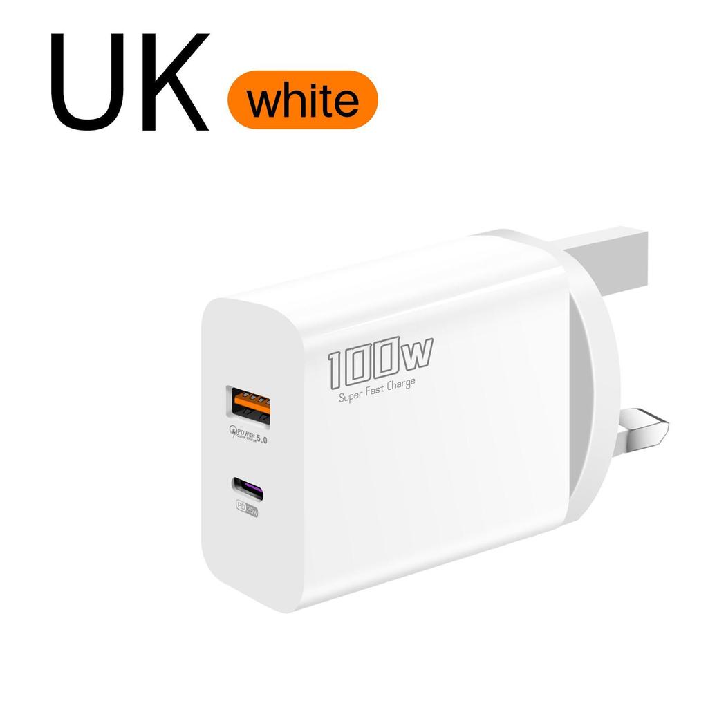 100W Multi-Port Fast Charger for Apple & Samsung, EU/UK PD Adapter