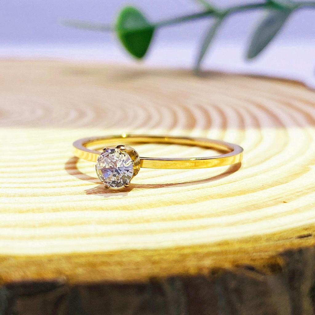 Wenjian Koreanischer Vier-Krallen Mikro-Pavé Einzelner Diamant Roségold Titanstahlring für Damen