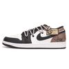 Air Jordan 1 Slip Resistant Coverage Low Top Vintage Basketball Shoes Men's Black Brown 553558-132(Team-)