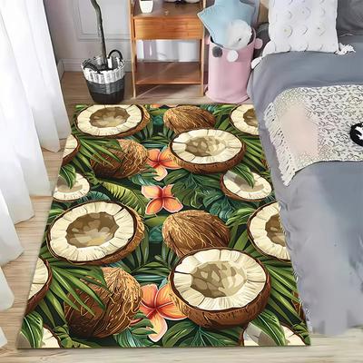 Tropical Coconut Palm Area Rug for Bedroom Living Room Office Non Slip Washable Floor Mat Home Decorative Soft Carpet