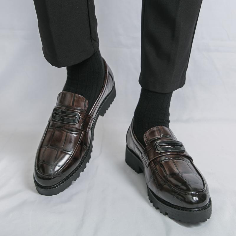 Fashion Men Fashionable Loafers Black Brown European American Casual Comfortable Brand Office Leather Shoes Gentleman's Shoes Men