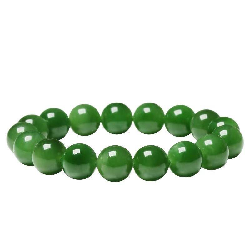 Natural Green Jade & Jasper Round Bead Bracelet