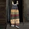 Women's One-piece Pants With Retro Prints, Casual Loose Retro Straps, And Cotton And Linen