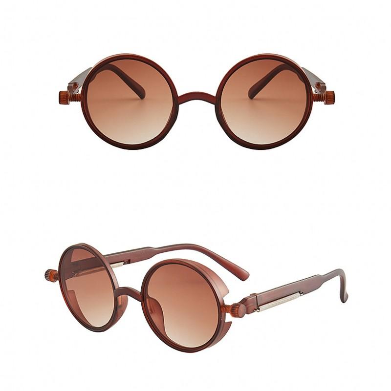 Vintage Steampunk Red Sunglasses Men Round Punk Alloy Metal Retro Sun Glasses Small Lens Women 2023 Goggles Gothic Style Shades