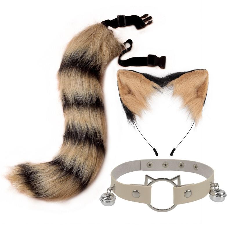 Anime Cosplay Fuchsohr Stirnband Schwanz Set Mit Kragen Accessoire Kostümparty