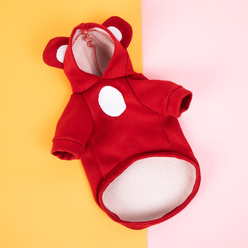 Autumn and Winter New Pet Cute Transformation Outfit Small Dog Bear Ears Dog Clothes Velvet Warm and Comfortable Teddy Bear