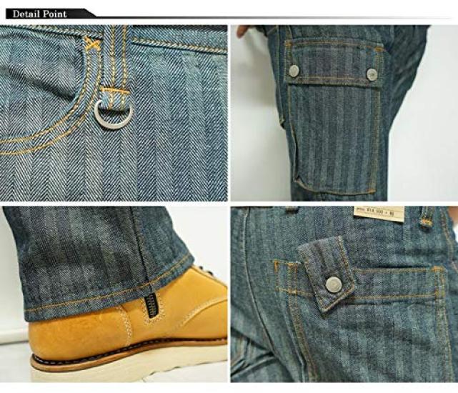 Kojima Jeans 13oz Denim Cargo Made In Pants, Japan, Men's, RNB-1127H-Herringbone-40
