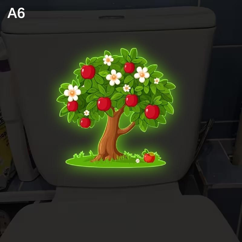 Glow-In-The-Dark Flower Toilet Sticker Luminous Toilet Decal Removable Self-Adhesive Home Decor Stickers For Bedroom Living Room