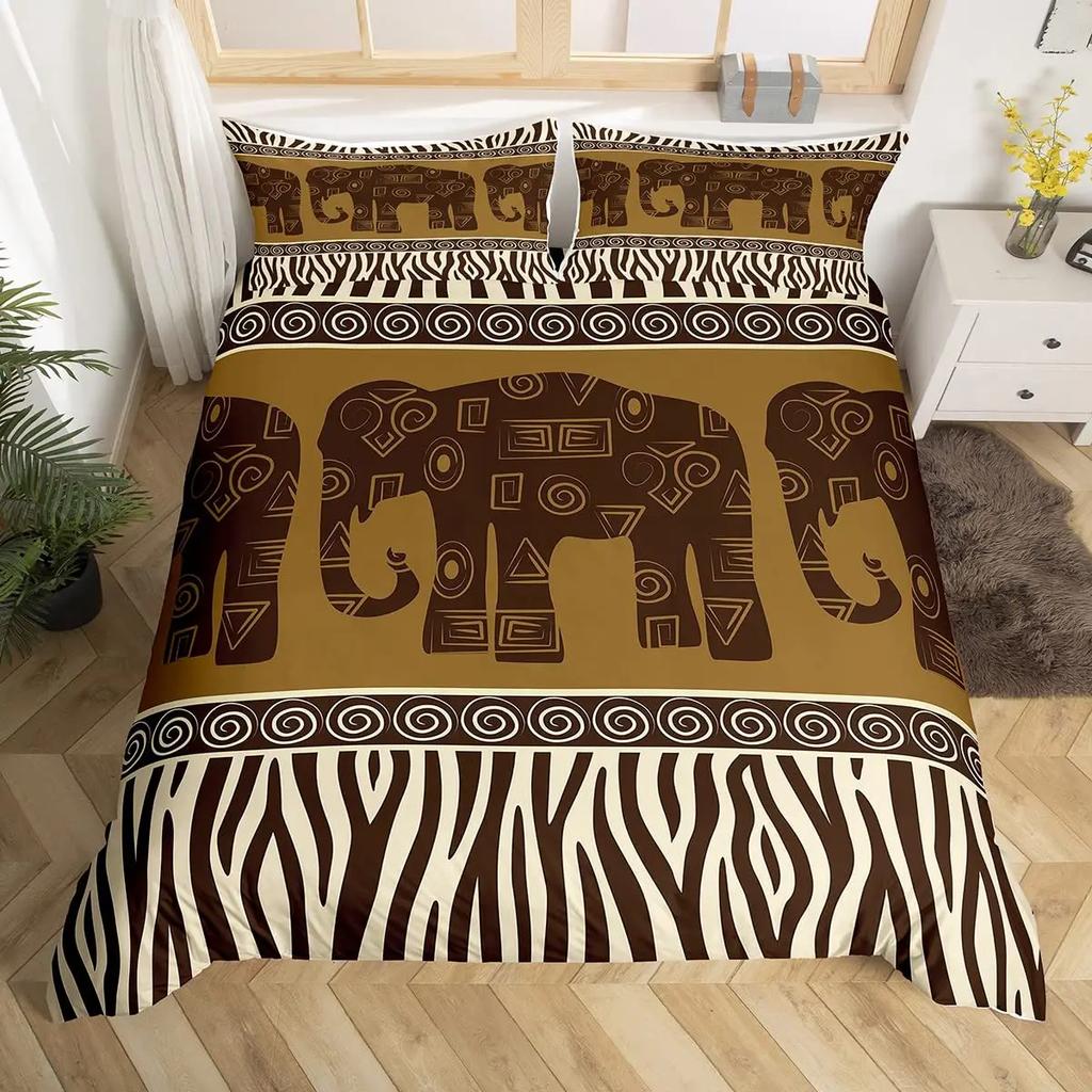 Bohemian Mandala Elephant Duvet Cover Set Boho Elephant Bedding Set Safari Animal Comforter Cover Paisley Indian Exotic Bed Sets