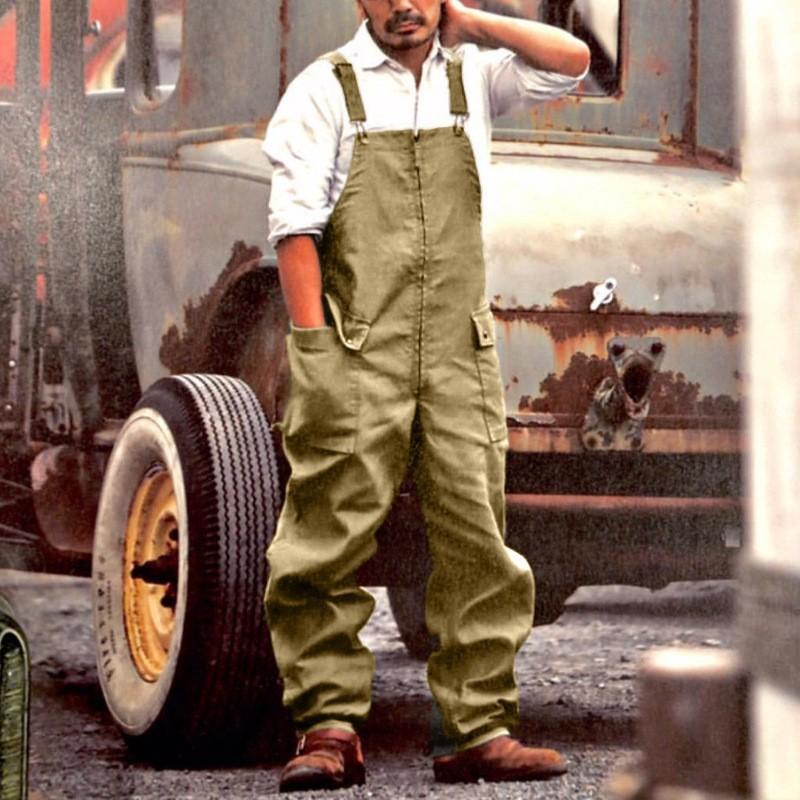 Salopette casual da uomo larga Salopette da uomo dritta Salopette retrò americana 4 colori di tendenza versatile monopezzo con bretelle pantaloni