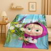 2026 New Cartoon M-Masha and B-Bear Christmas Gift Flannel Blanket,Ultra Soft Plush Throw for Home Bedroom Bed Sofa Cover Kids