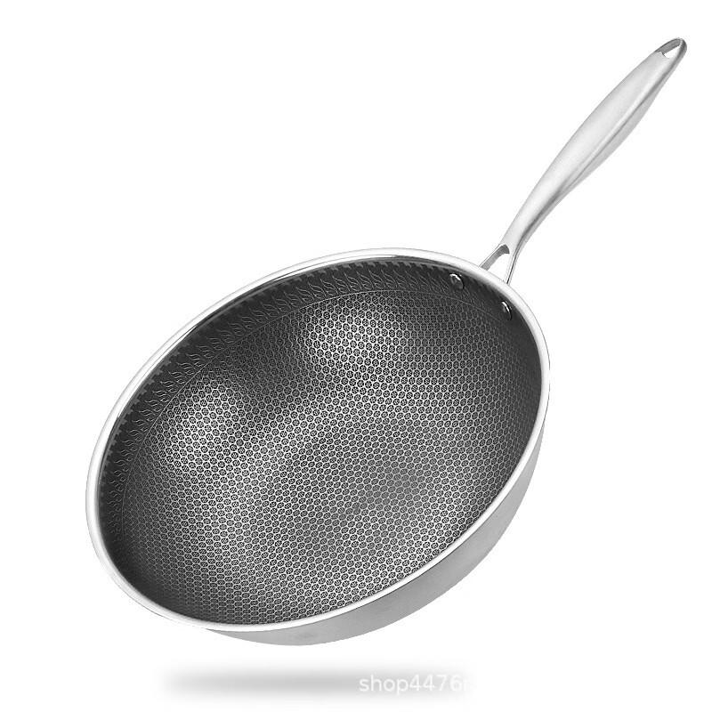 Zhishi 304 Stainless Steel Honeycomb Stir-Fry Pan