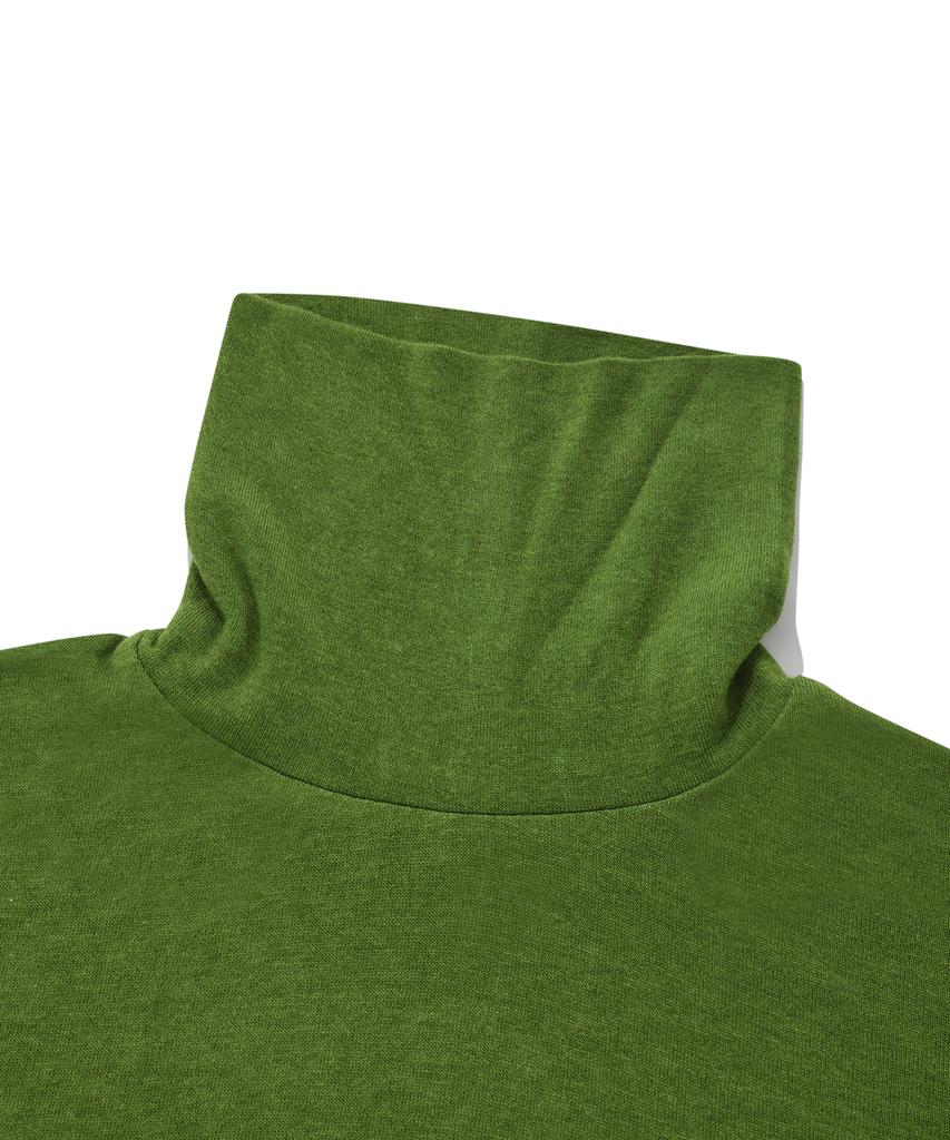FALLETT Wool Tencel Turtleneck Long Sleeve Green