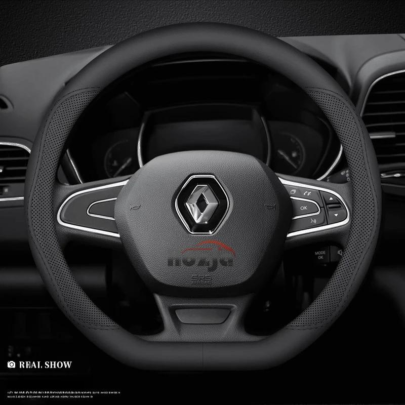 Car Leather Steering Wheel Cover for Renault Master Symbioz Kangoo ARKANA Kaptur Sandero ZOE Clio Twingo Espace Auto Accessories