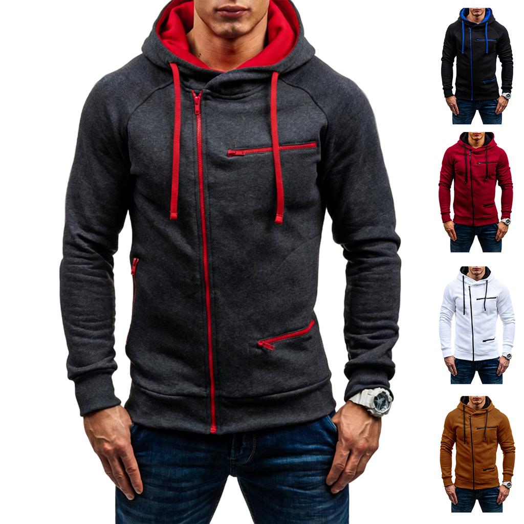 Men's Casual -Lined Zip-Up Hoodie Loose Fit Sweatshirt for Fall and Winter