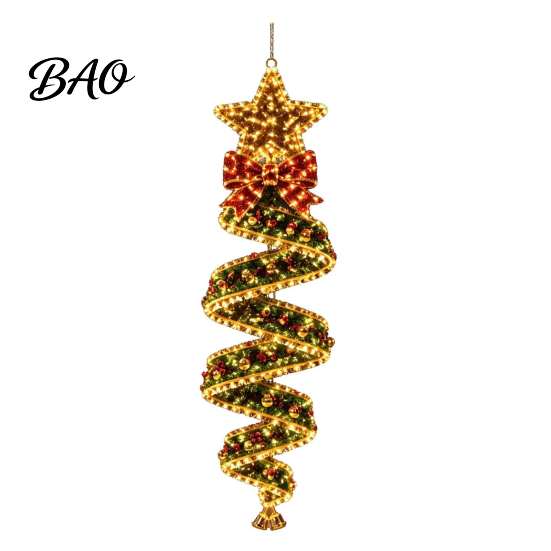 Christmas Porch Ornaments for Day And Night Magic Spiral Hanging LED Light, Decoration with Coordinated Display Accessories Lights Entryway