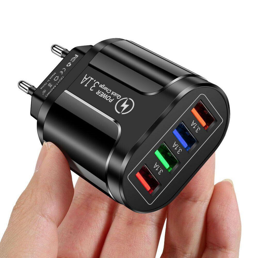 Travel 4 Ports UK EU US Plug USB Transformer Fast Quick Charger Power Supply Adapter
