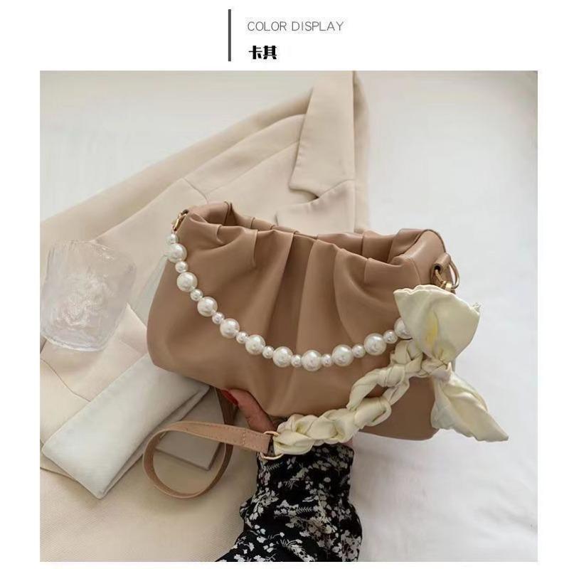 Premium Pearl Pleated Cloud Underarm Bag Niche Bag Women's New Summer Versatile Shoulder Handbag