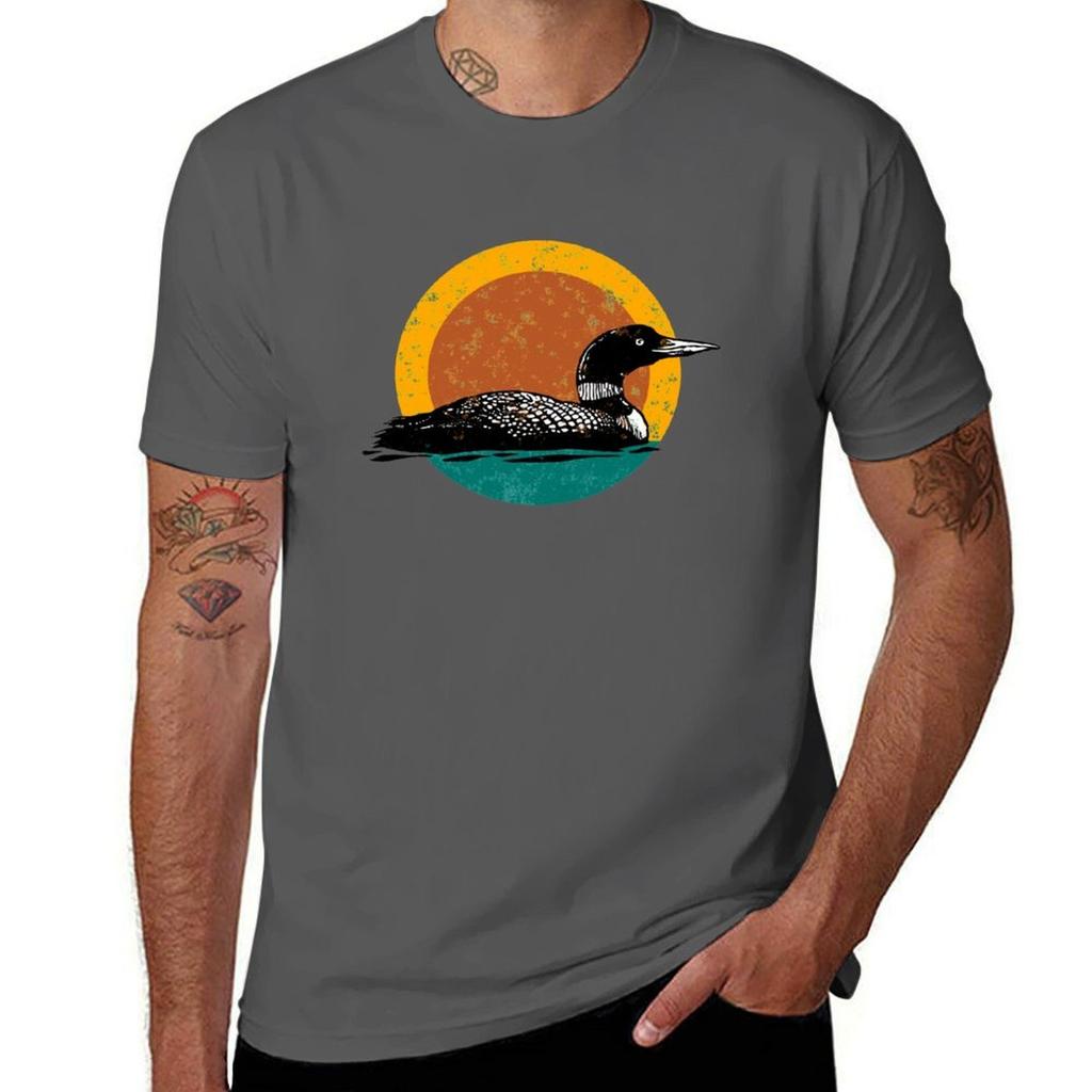 Loon Sunset Faded Look With Retro Colors Tshirt Minimalist Graphic Tee Shirt Tshirt