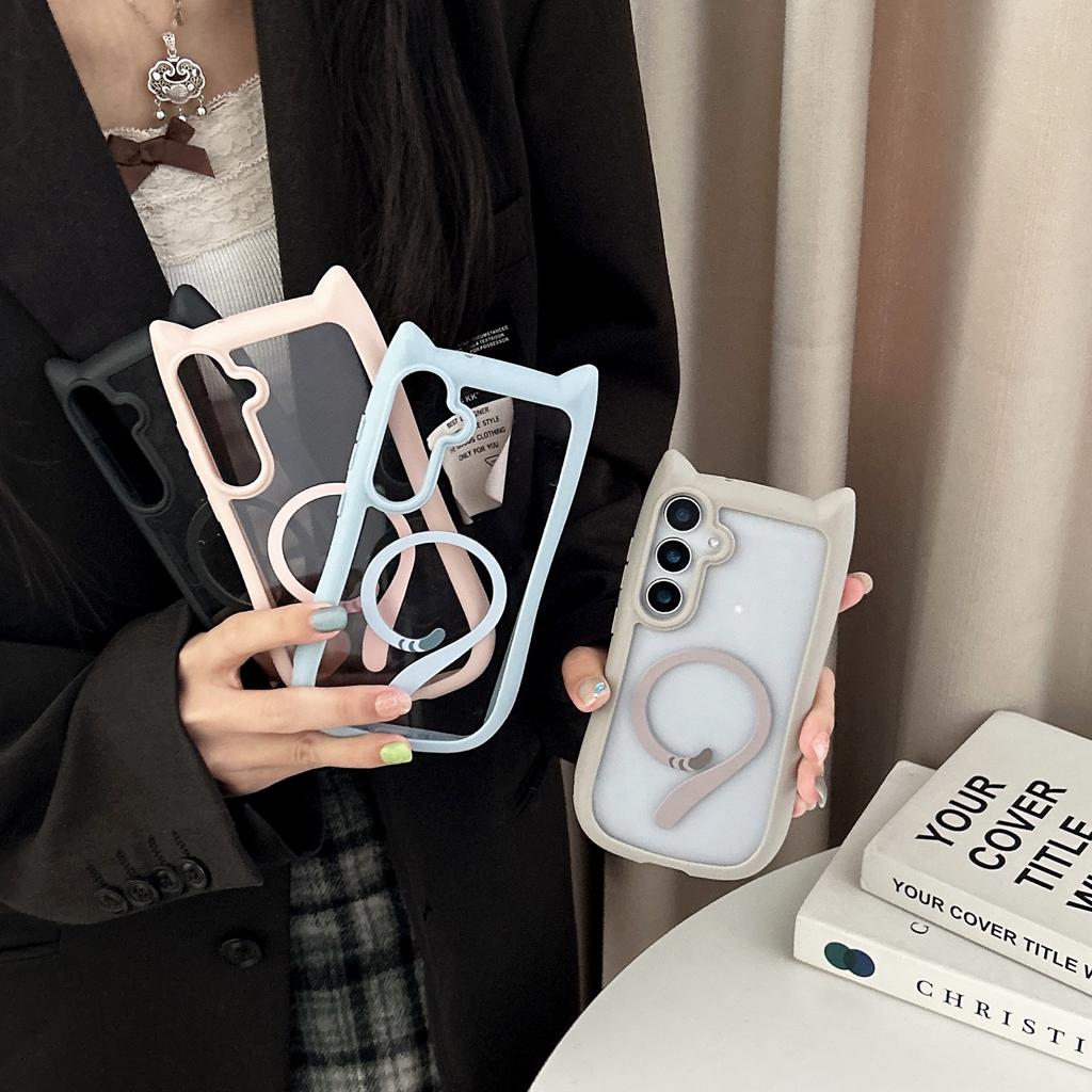 Samsung S11ULTRA/S11 mobile phone case ins wind cat ears cat tail magnetic attraction SAM S11/S11PLUS