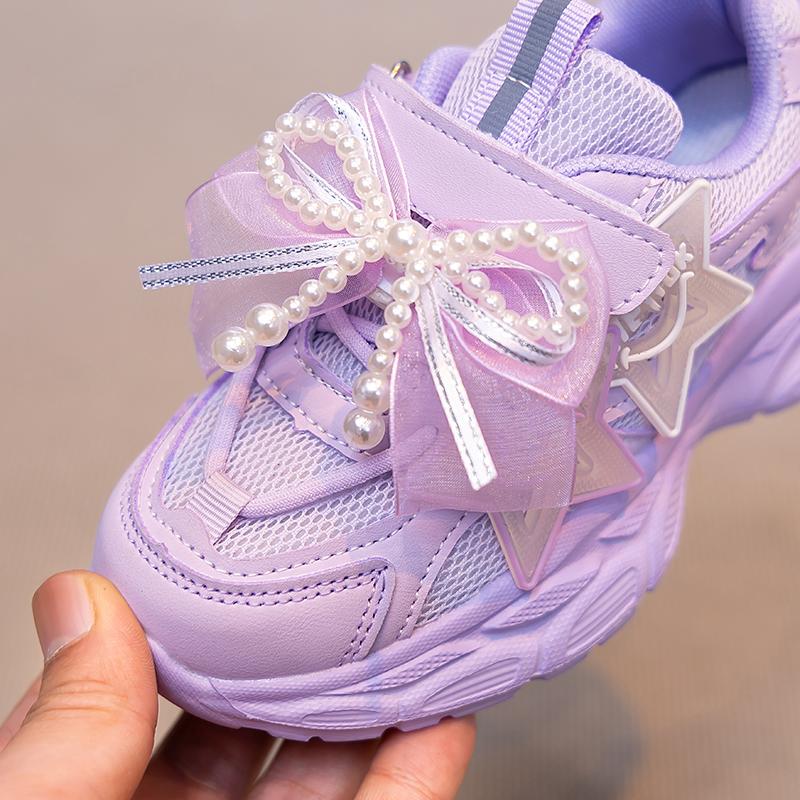 PU Leather Sport Shoes For Girls Trend Fashion Children's Running Shoes Korean Style Teenager Girl's Sneakers Fashion Footwear