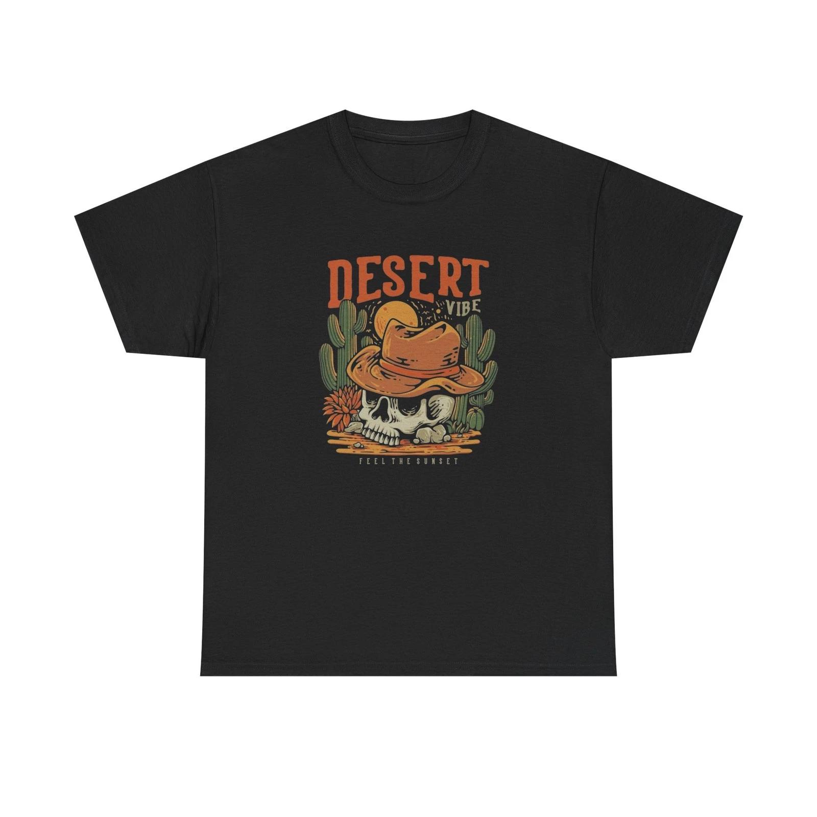 Cowboy Desert Vibes Graphic T Shirt Unisex Heavy Cotton Tee New Gift M