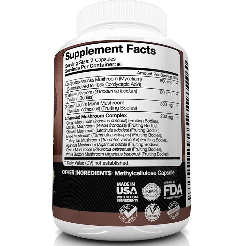 Soomiig Premium Mushroom Complex — 11-Mushroom Blend, 2600mg, 120 Veggie Capsules