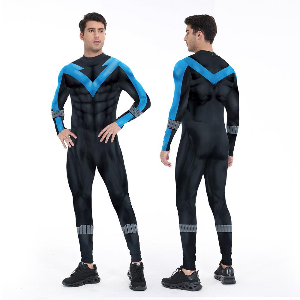 Men Anime Movie Superhero Eagle Halloween Cosplay Costume Adults Carnival Night Hero Party Digital Printing Onesie Tights
