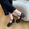 Fashion Comemore High-heeled Single Shoes Solid Leather Fashion Pumps for Women Spring Autumn Platform Mary Jane Heels Women's Shoes