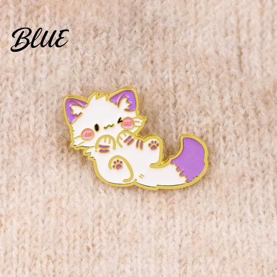 Textured Brooch Design Cute Purple Cat Lapel Pin Cartoon Animal