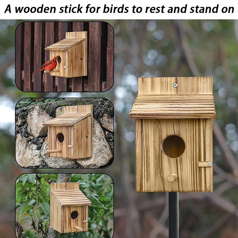 Wooden Bird House Outdoors Garden Decorative Bird Nests Tree Pine Wood Birds Cages Cheap Small Parrot Nesting Pet Supplies