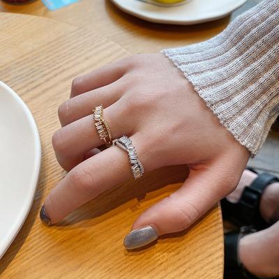 925 Sterling Silver Irregular Zircon Cross Open Ring For Women Vintage Personal Europe Accessories