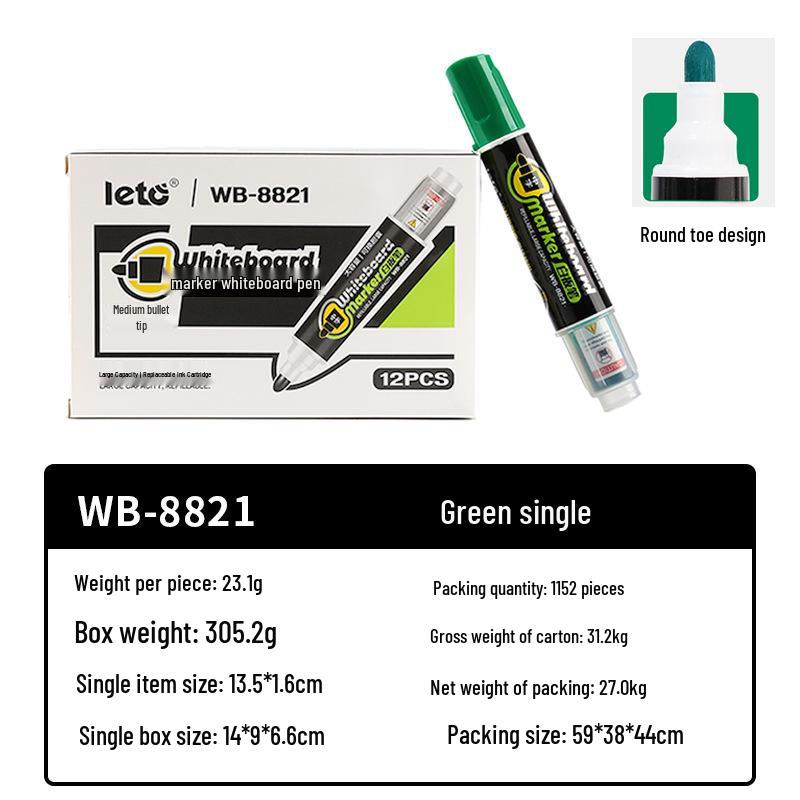Erasable Large-Capacity Whiteboard Marker with Thick Round Tip for Office and Teaching.