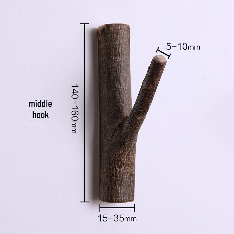 Nordic Retro Solid Wood Tree Branch Wall Hook for Pastoral Decor