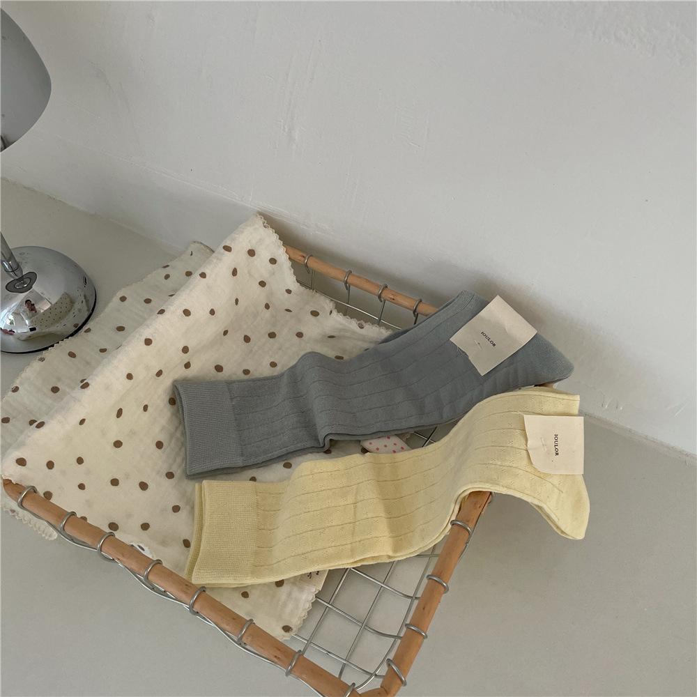 Solid Color Long Socks Stockings Women Cotton Thin Breathable Knee Socks JK Japanese Style Black White Gray Socks Women Stocking