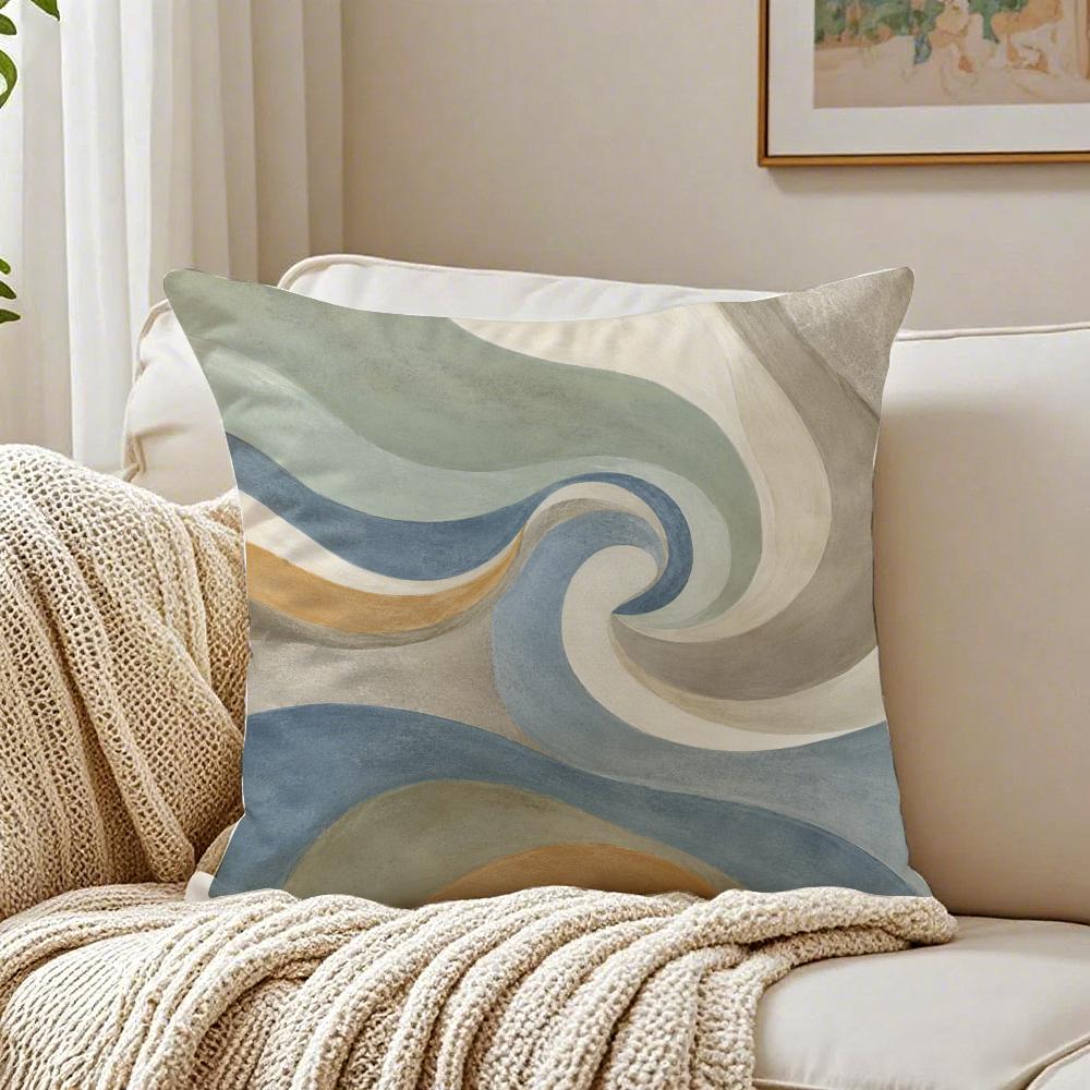Sedona Blue Multicolored Stripe Pillow Case Breathable Organic Short Plush Cushion Covers WrinkleResistant Soft Durable